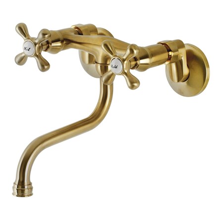 Kingston Brass KS216SB Kingston Two Handle Wall Mount Bathroom Faucet, Brushed Brass KS216SB